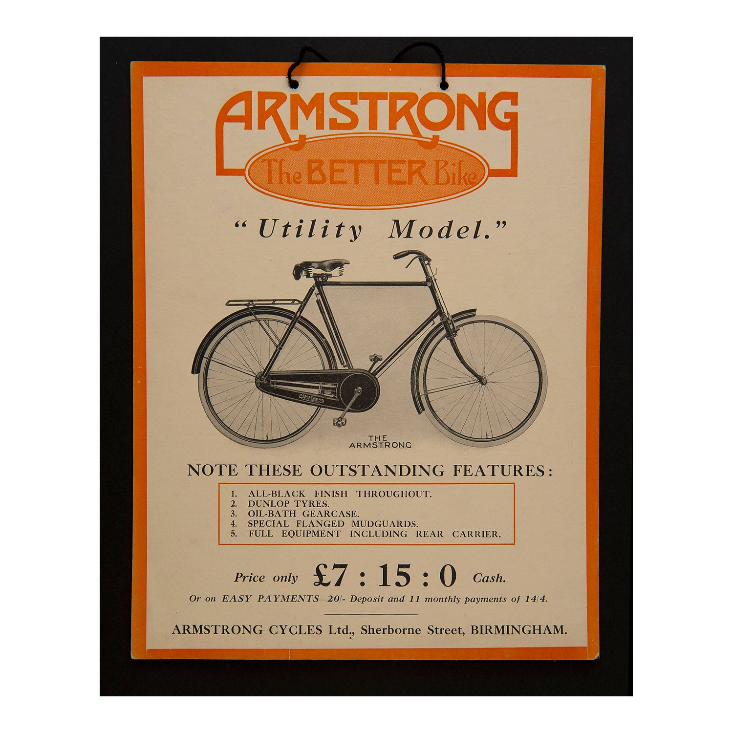 Armstrong The Better Bike. Showcard. Utility Model
