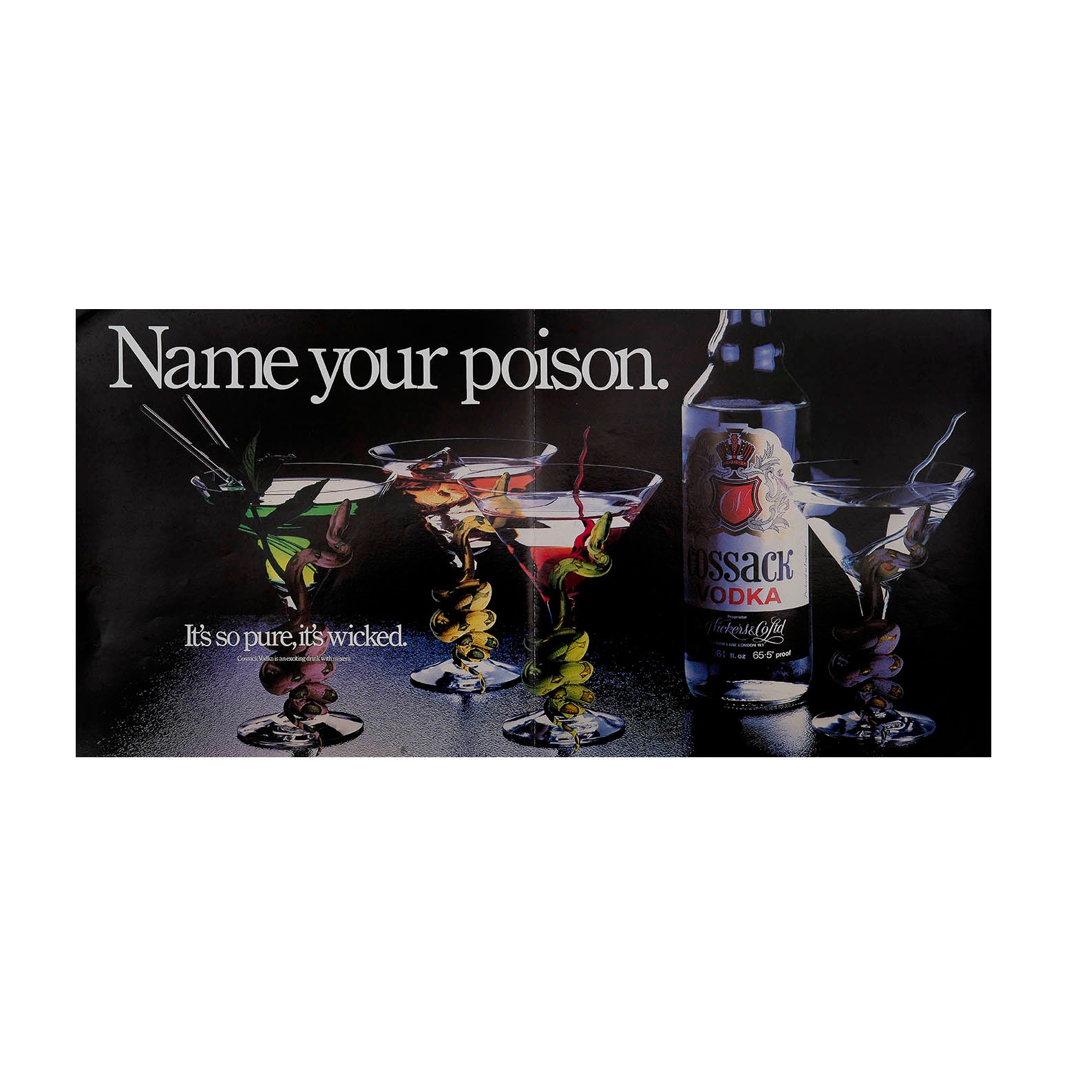 Cossack Vodka. Name your poison (panel poster)