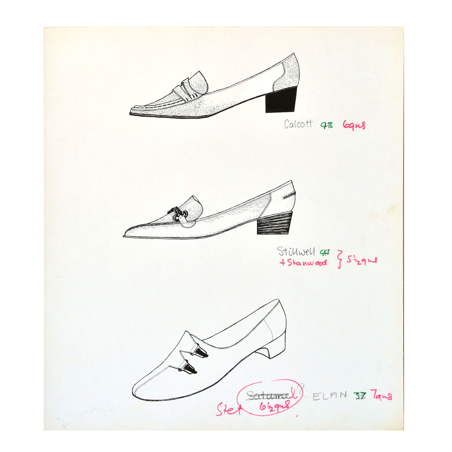 Original fashion drawing for Elliott & Sons (shoes & boots) brochure