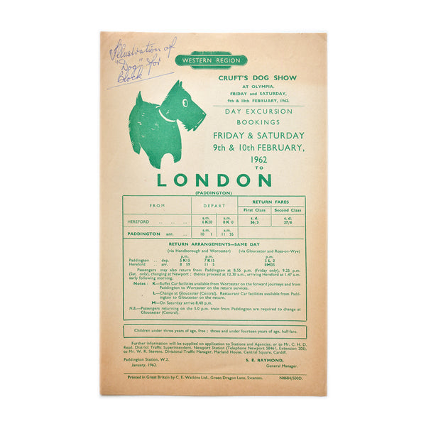 British Railways handbill, Cruft's Dog Show