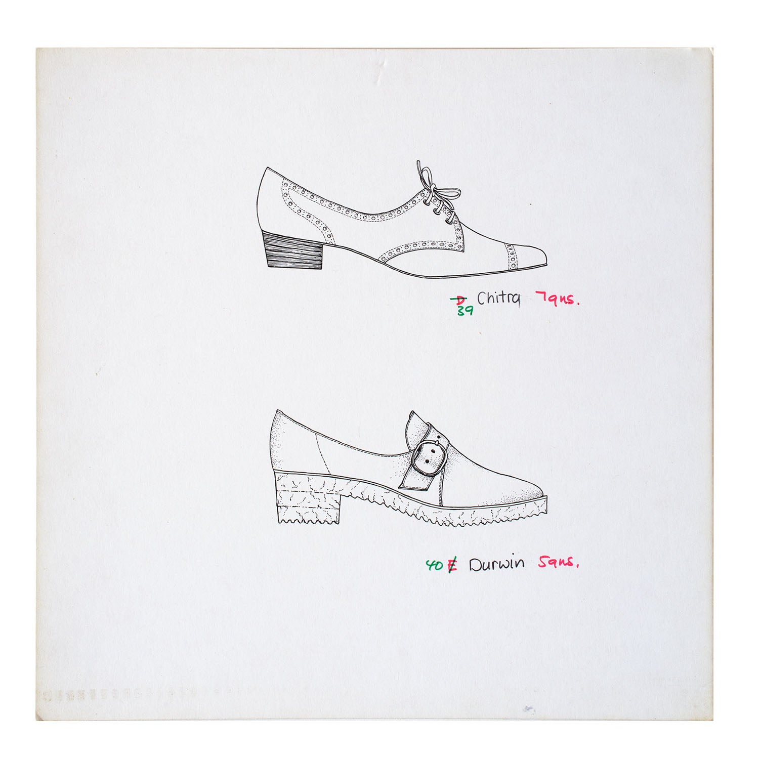 Original fashion drawing for Elliott & Sons (shoes & boots) brochure