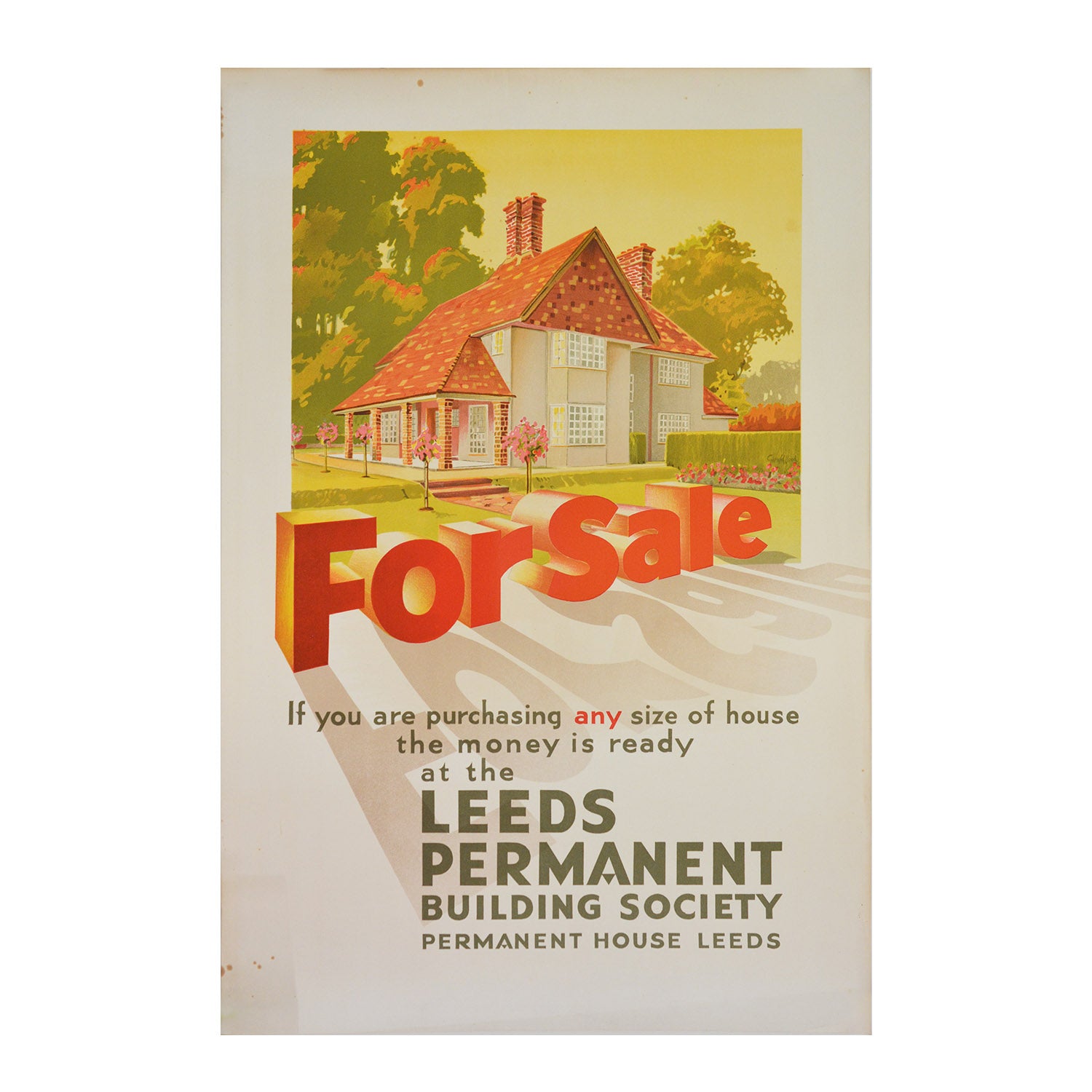 Original Leeds Permanent Building Society poster, c.1935