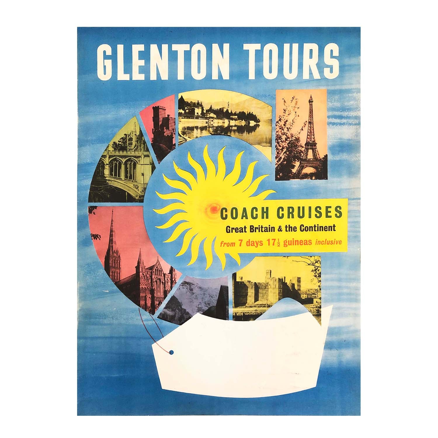 original 1960s Coach Cruises - Glenton Tours poster