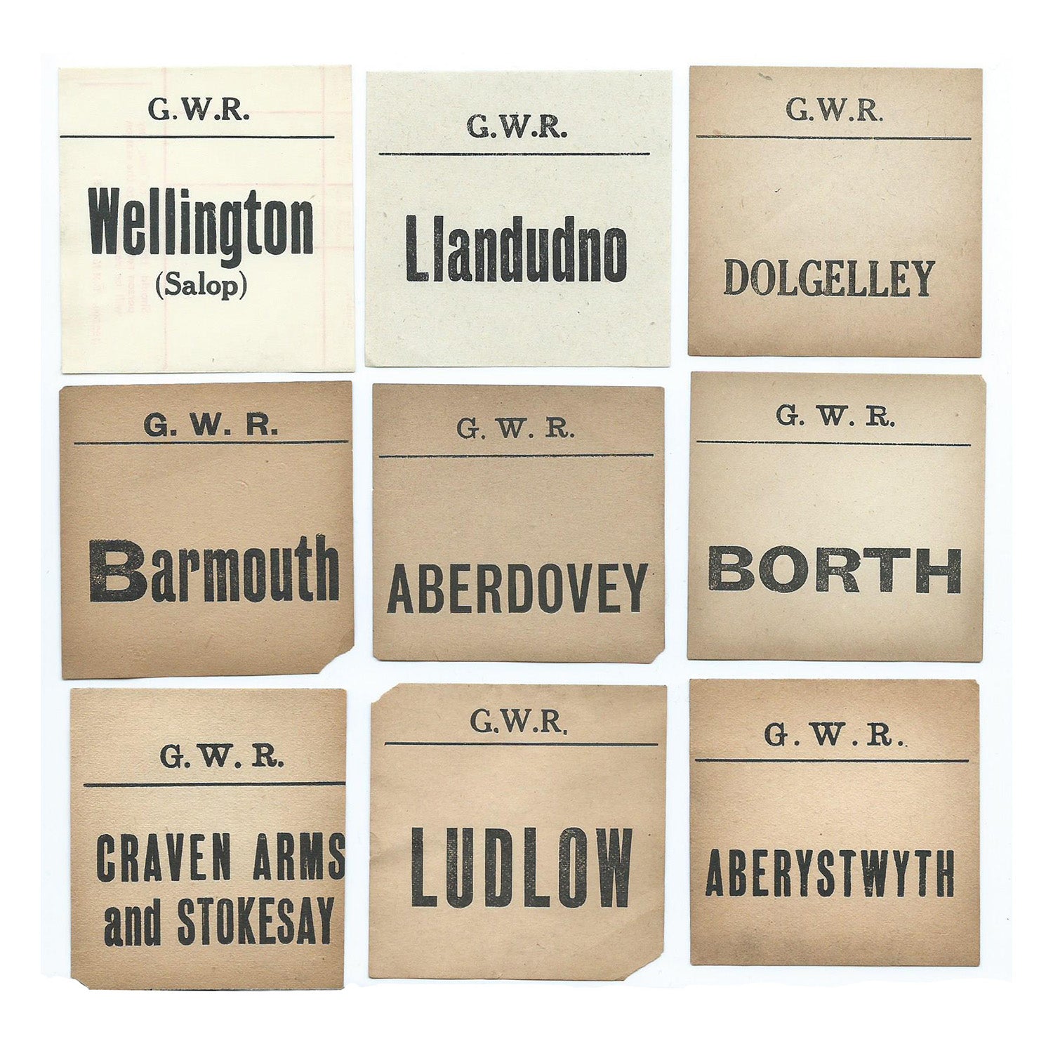 Original Great Western Railway luggage labels