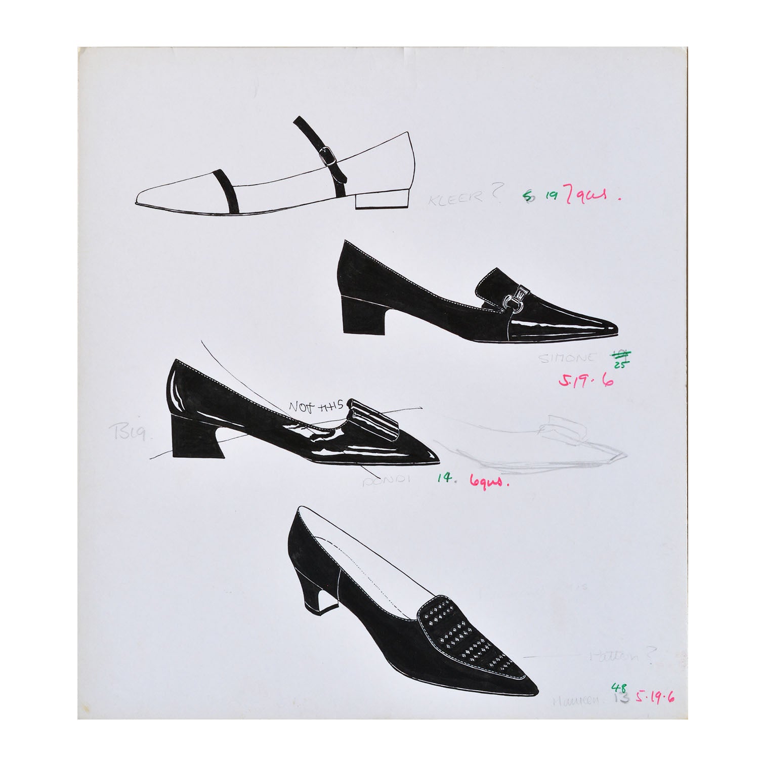 Original fashion drawing for Elliott & Sons (shoes & boots) brochure
