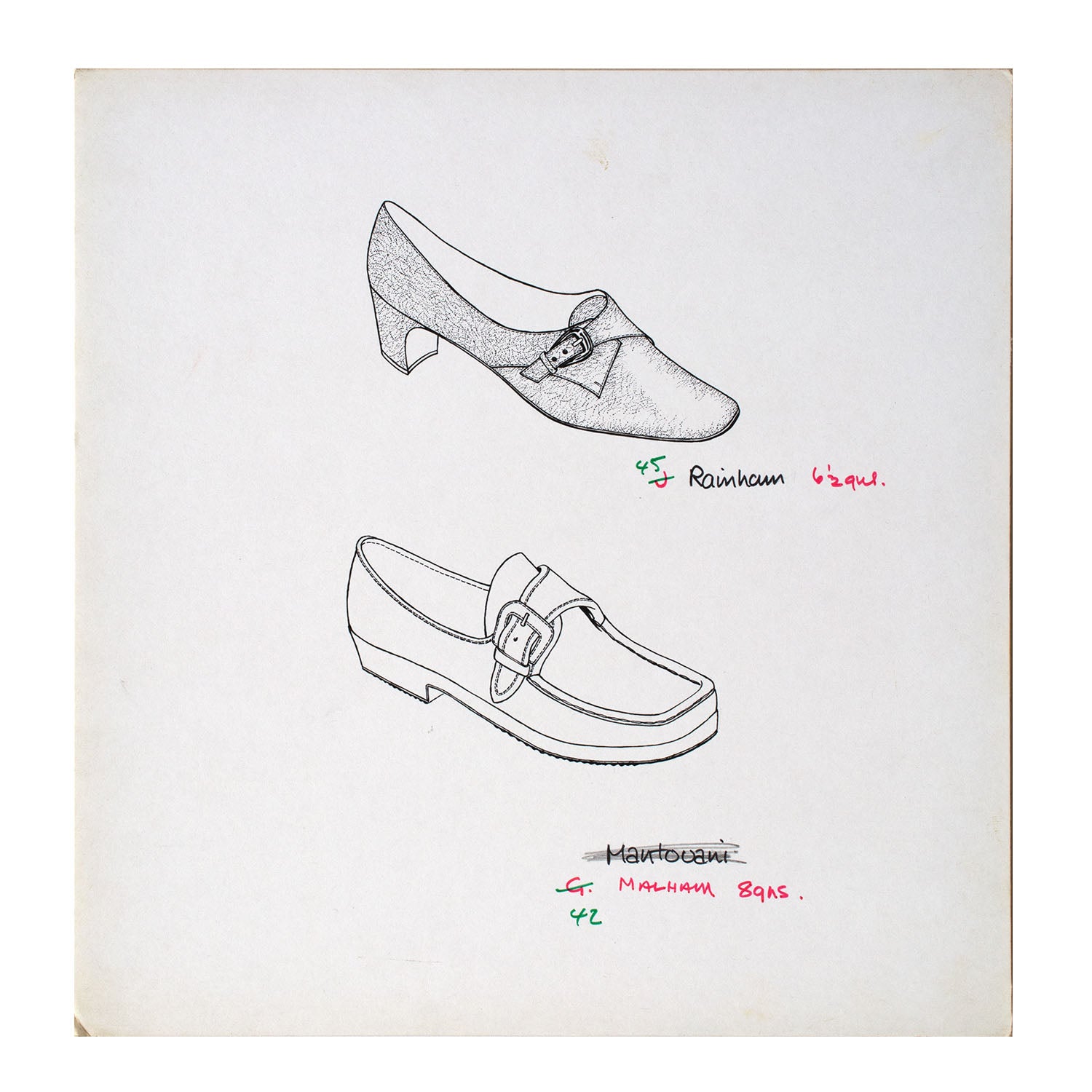 Original fashion drawing for Elliott & Sons (shoes & boots) brochure